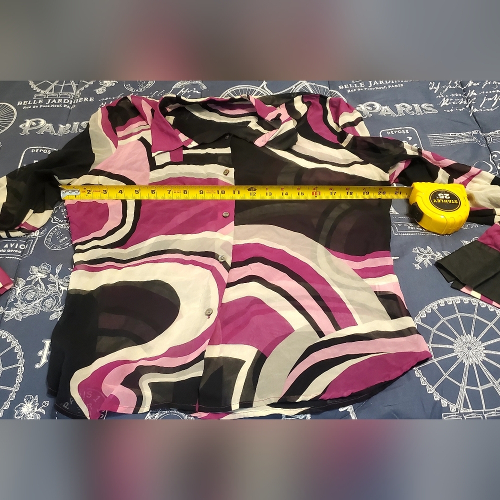 The Limited Women's Pink and Black Button Down Shirt. 100% Pure Silk. - Picture 4 of 5